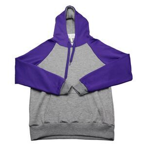 Hill Hoodies Womens L Gray Purple Long Sleeve Hooded Drawstring Pocket Pullover